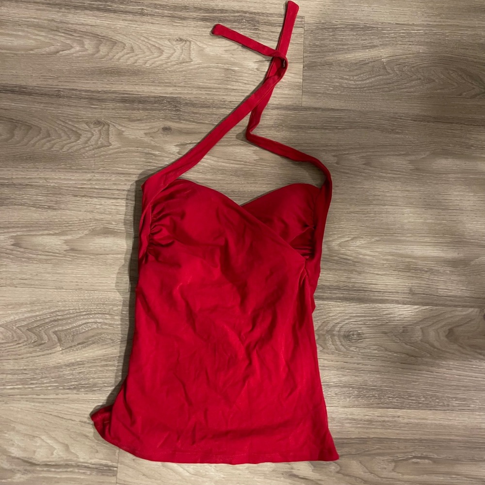 Vintage Victorias Secret Swimsuit Top Halter Red 36D IPEX 2003 Activewear